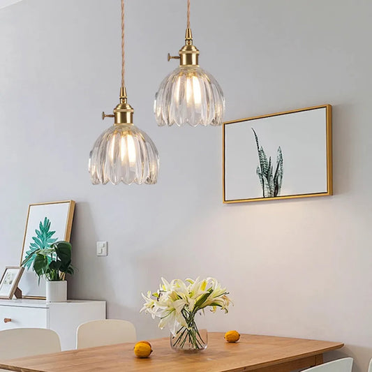 Vintage Flower Glass Pendant Light