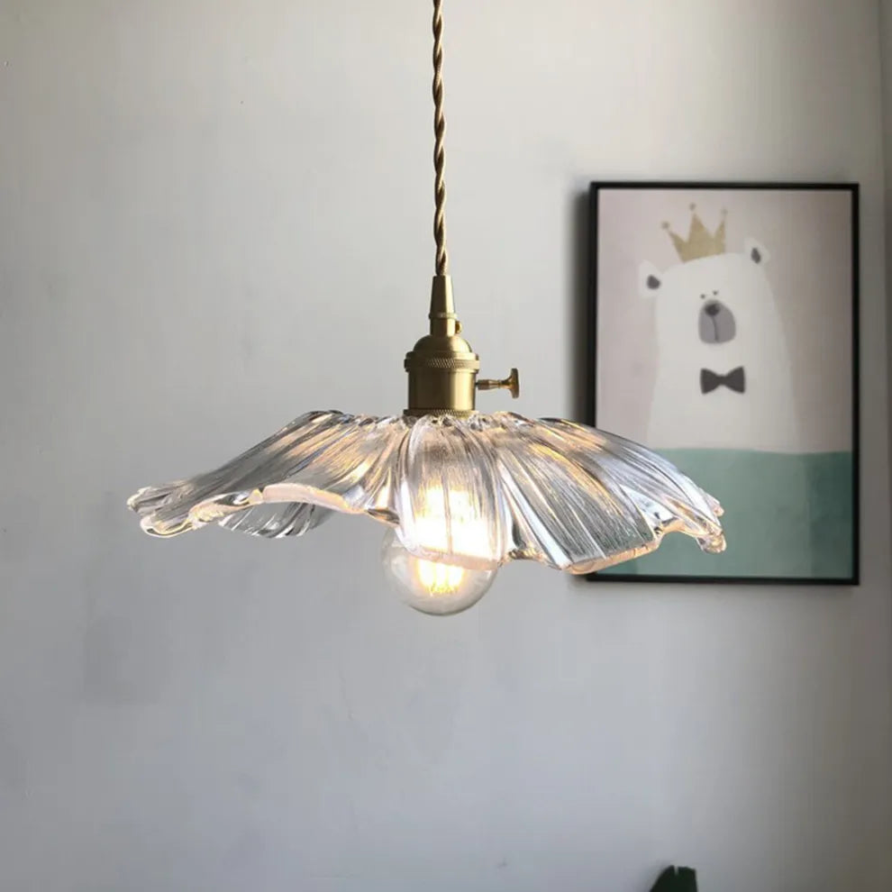 Retro Lotus Leaf Shape Glass Pendant Lamp