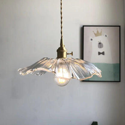 Retro Lotus Leaf Shape Glass Pendant Lamp