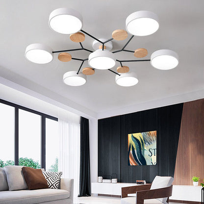 Tyalez Contemporary Round Iron LED Semi-Flush Chandelier