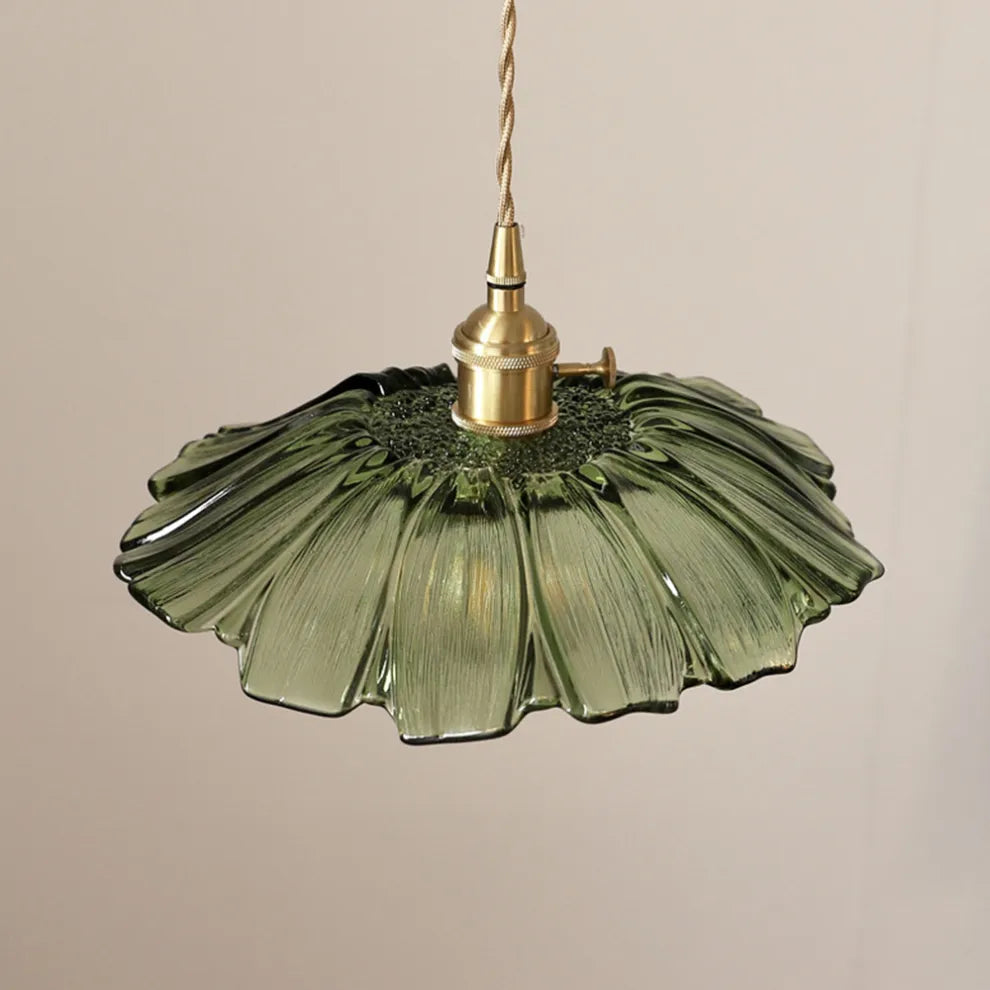Retro Lotus Leaf Shape Glass Pendant Lamp