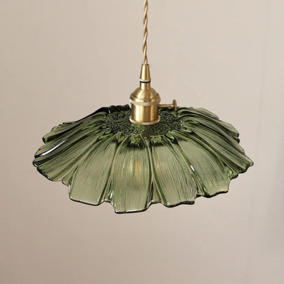 Retro Lotus Leaf Shape Glass Pendant Lamp