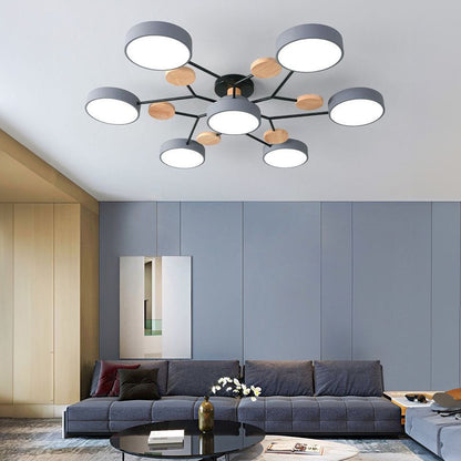 Tyalez Contemporary Round Iron LED Semi-Flush Chandelier