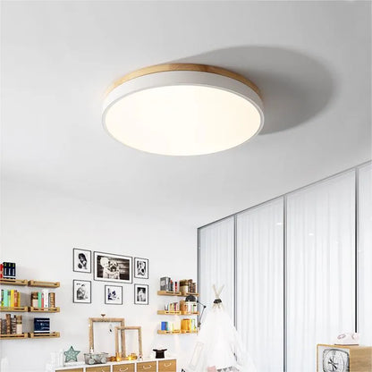 Modern Design Round Minimalist Wood LED Flush Mount Ceiling Light