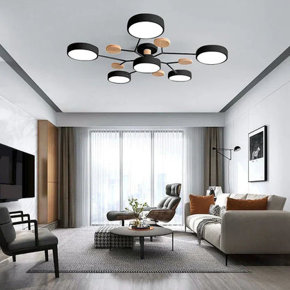 Tyalez Contemporary Round Iron LED Semi-Flush Chandelier