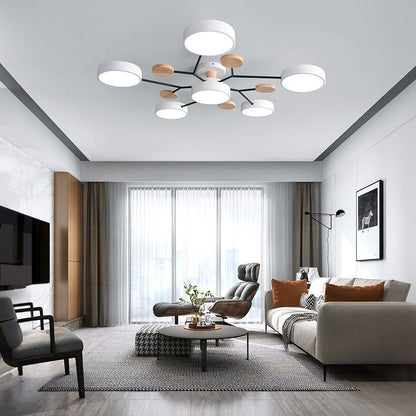 Tyalez Contemporary Round Iron LED Semi-Flush Chandelier