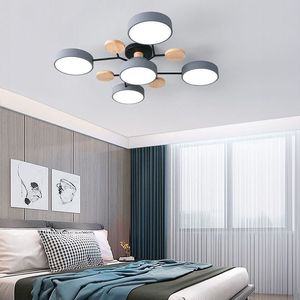 Tyalez Contemporary Round Iron LED Semi-Flush Chandelier