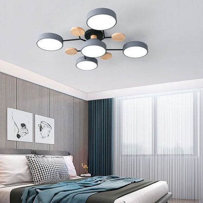 Tyalez Contemporary Round Iron LED Semi-Flush Chandelier