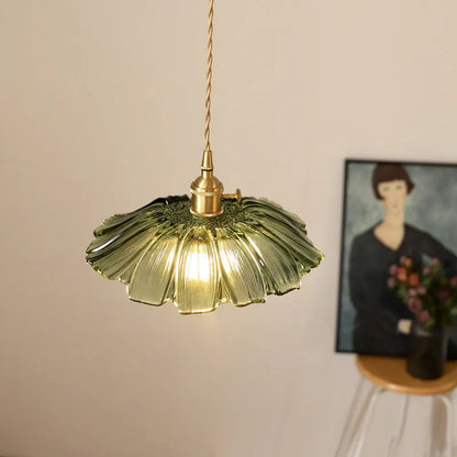Retro Lotus Leaf Shape Glass Pendant Lamp