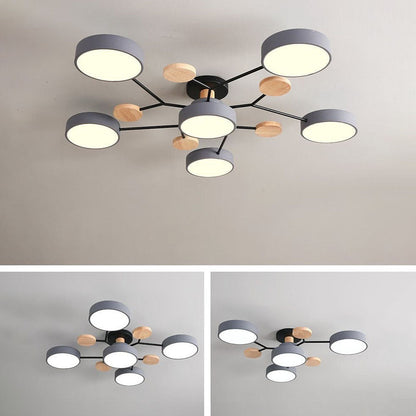 Tyalez Contemporary Round Iron LED Semi-Flush Chandelier