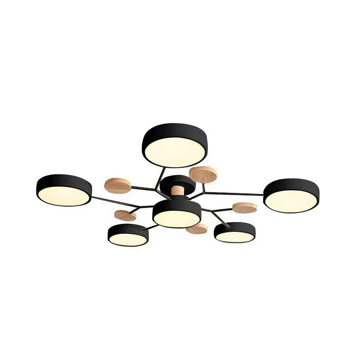 Tyalez Contemporary Round Iron LED Semi-Flush Chandelier