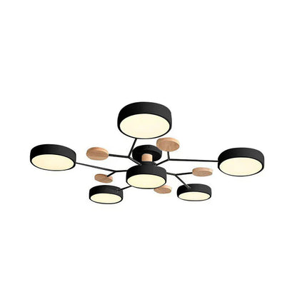 Tyalez Contemporary Round Iron LED Semi-Flush Chandelier