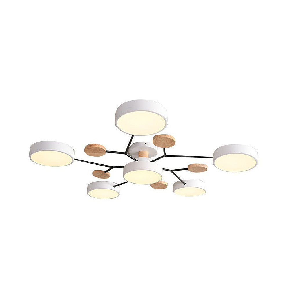 Tyalez Contemporary Round Iron LED Semi-Flush Chandelier