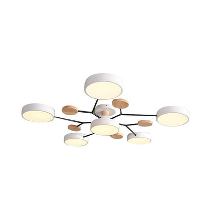 Tyalez Contemporary Round Iron LED Semi-Flush Chandelier