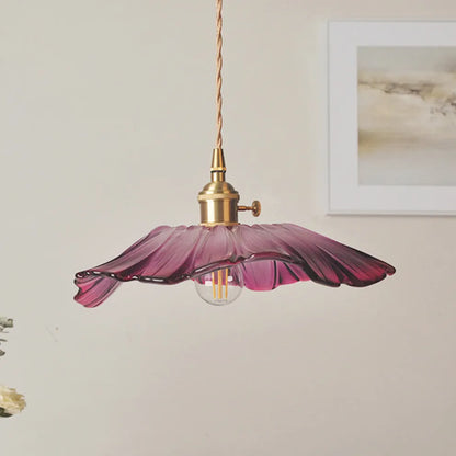 Retro Lotus Leaf Shape Glass Pendant Lamp