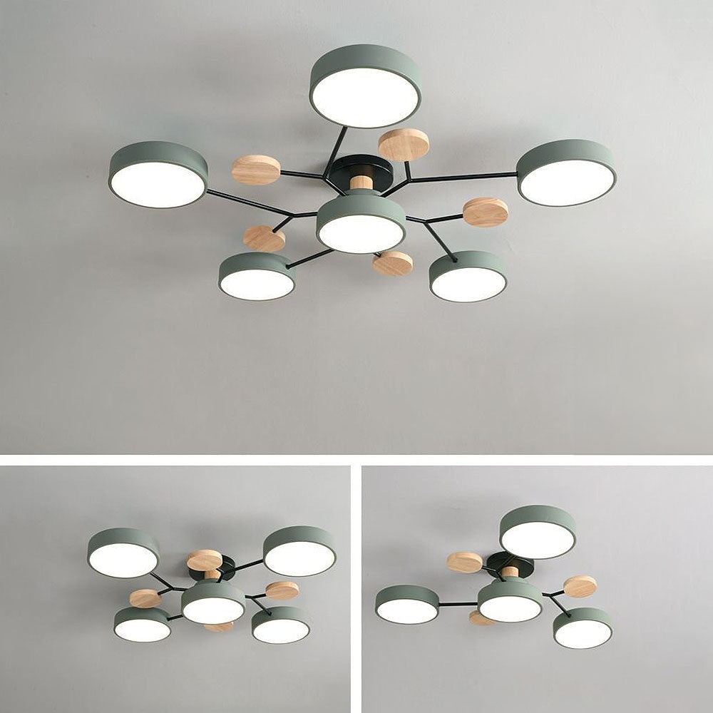 Tyalez Contemporary Round Iron LED Semi-Flush Chandelier