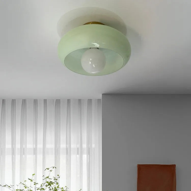 Retro Round Glass Ceiling Light – Elegant Semi-Flush Fixture