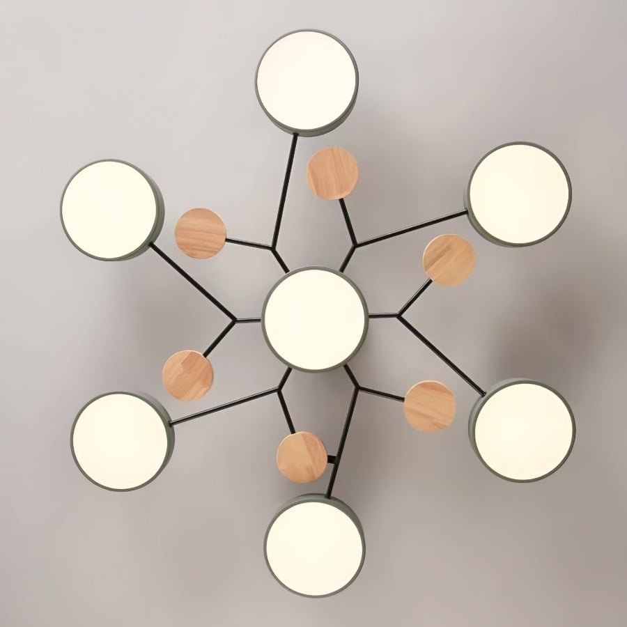 Tyalez Contemporary Round Iron LED Semi-Flush Chandelier