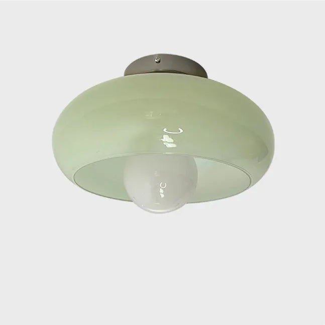 Retro Round Glass Ceiling Light – Elegant Semi-Flush Fixture