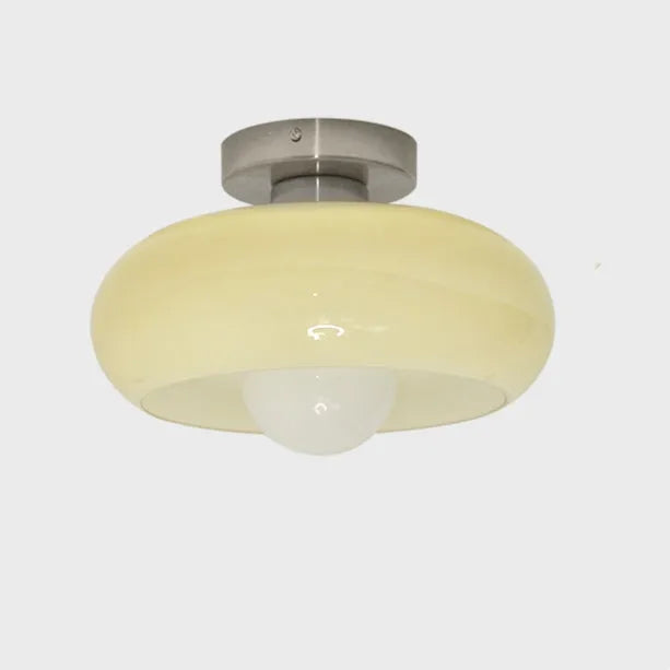 Retro Round Glass Ceiling Light – Elegant Semi-Flush Fixture