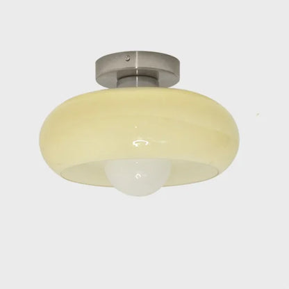Retro Round Glass Ceiling Light – Elegant Semi-Flush Fixture