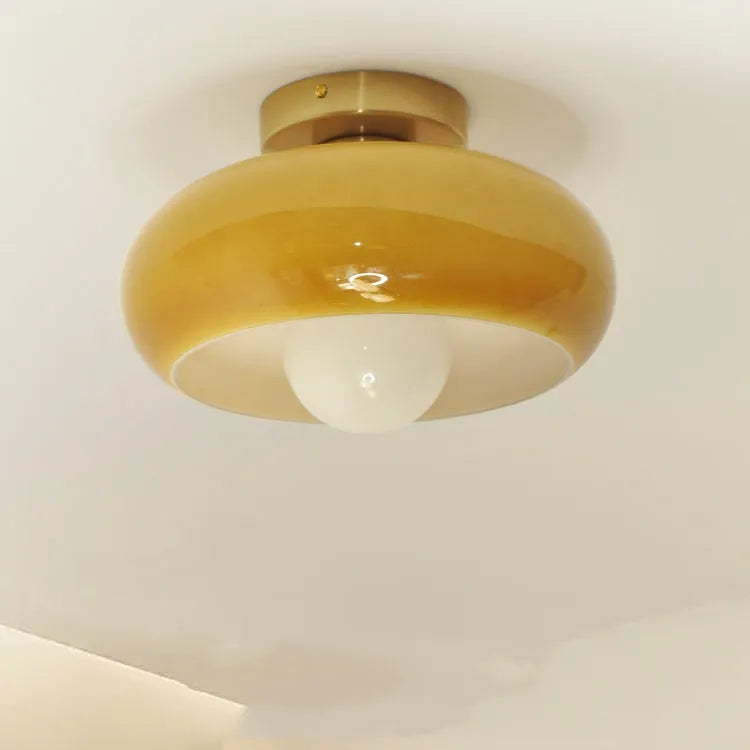 Retro Round Glass Ceiling Light – Elegant Semi-Flush Fixture