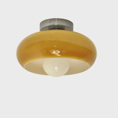 Retro Round Glass Ceiling Light – Elegant Semi-Flush Fixture