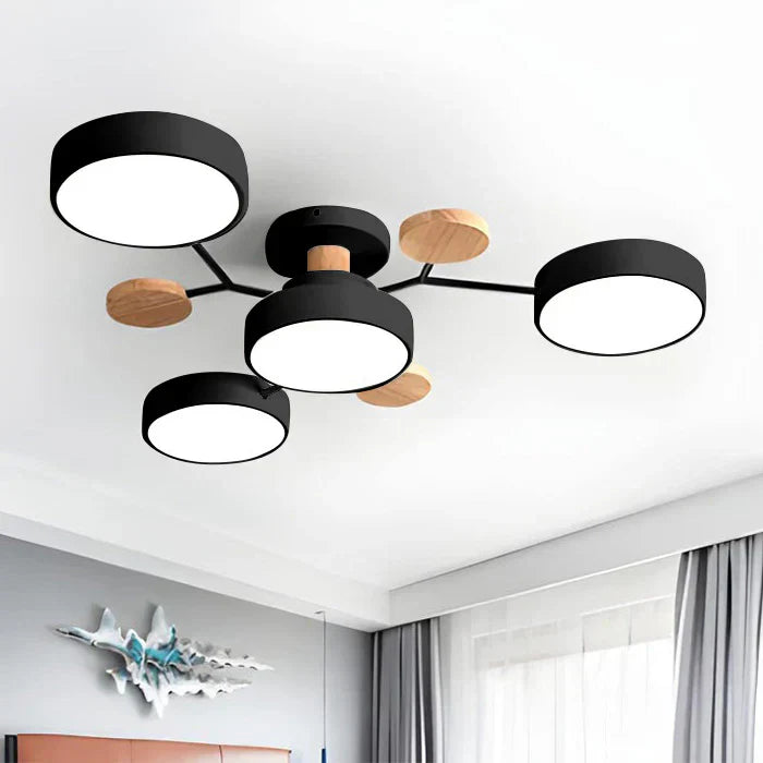 Tyalez Contemporary Round Iron LED Semi-Flush Chandelier