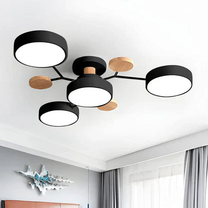 Tyalez Contemporary Round Iron LED Semi-Flush Chandelier