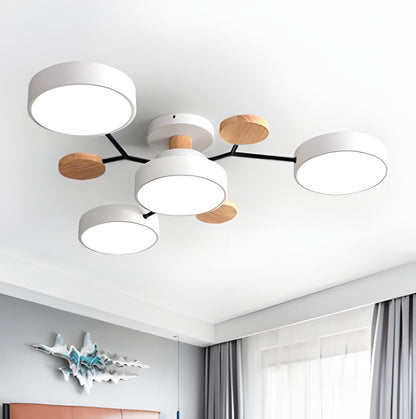 Tyalez Contemporary Round Iron LED Semi-Flush Chandelier
