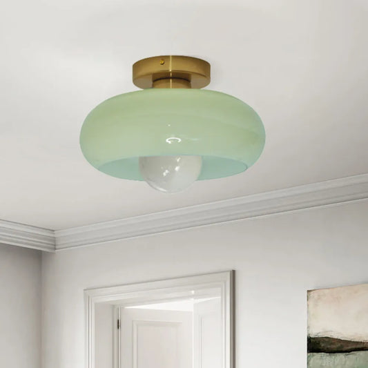 Retro Round Glass Ceiling Light – Elegant Semi-Flush Fixture