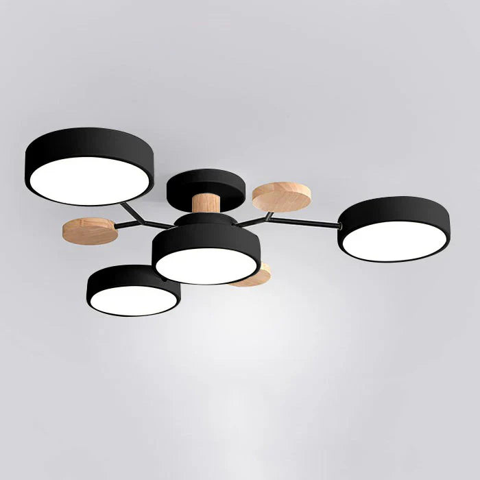 Tyalez Contemporary Round Iron LED Semi-Flush Chandelier
