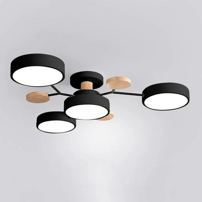 Tyalez Contemporary Round Iron LED Semi-Flush Chandelier