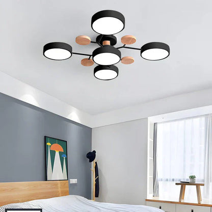 Tyalez Contemporary Round Iron LED Semi-Flush Chandelier