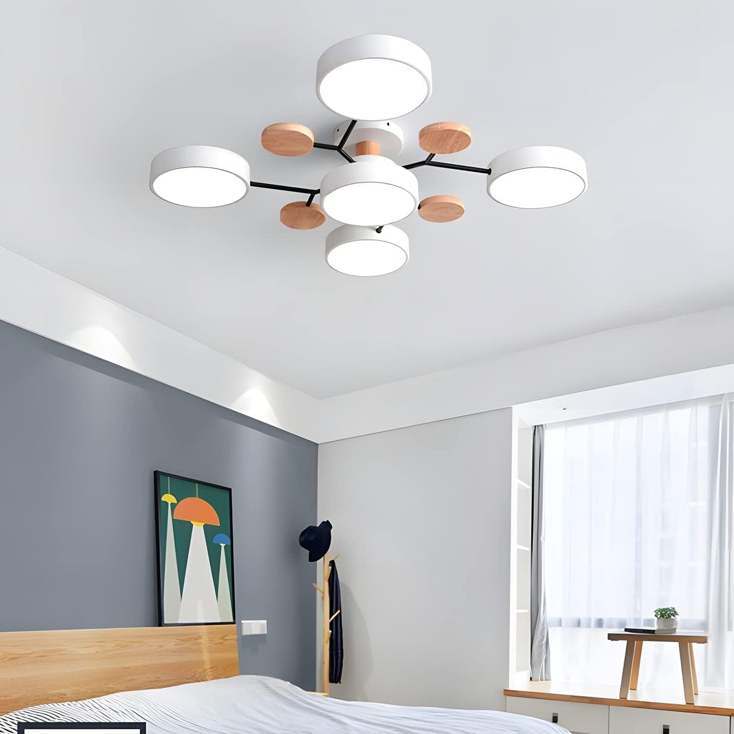 Tyalez Contemporary Round Iron LED Semi-Flush Chandelier