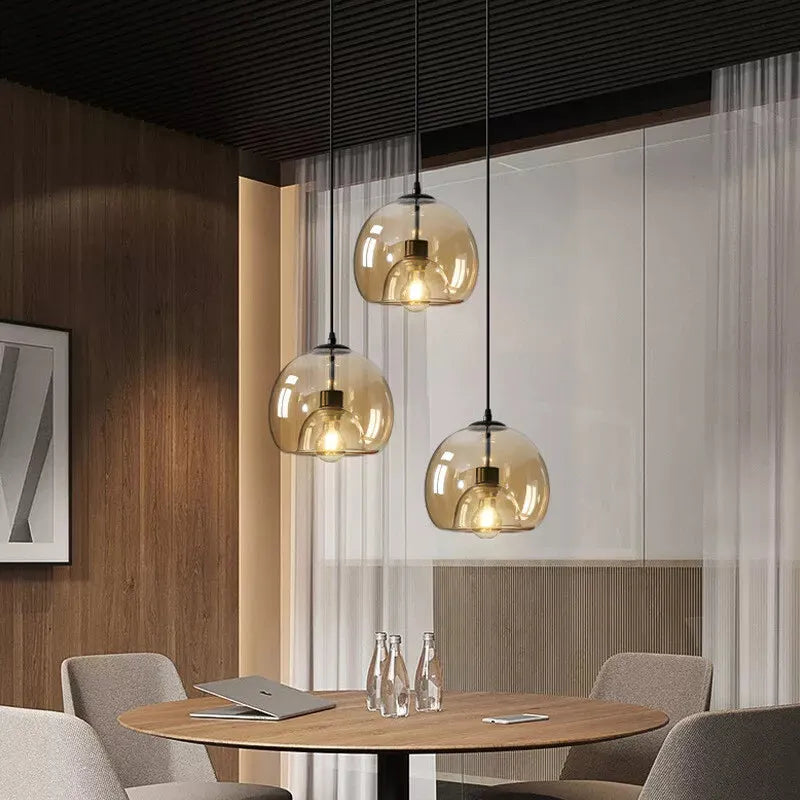 Modern Retro Glass Hanging Light for Elegant Hallways