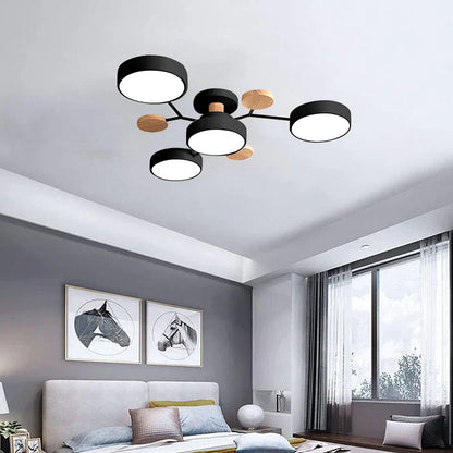 Tyalez Contemporary Round Iron LED Semi-Flush Chandelier