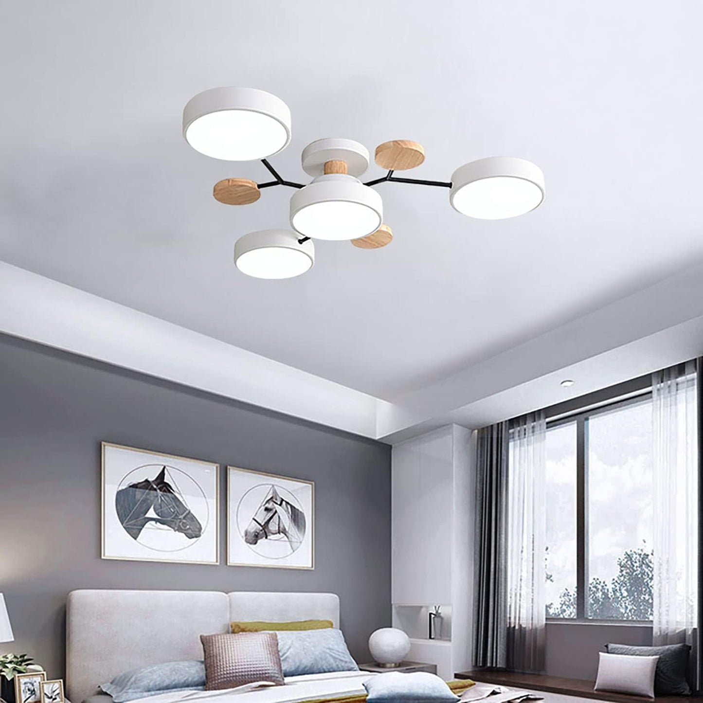 Tyalez Contemporary Round Iron LED Semi-Flush Chandelier