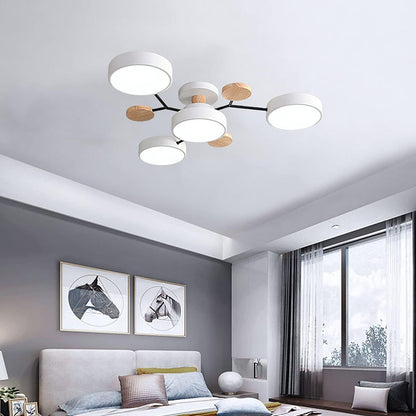 Tyalez Contemporary Round Iron LED Semi-Flush Chandelier