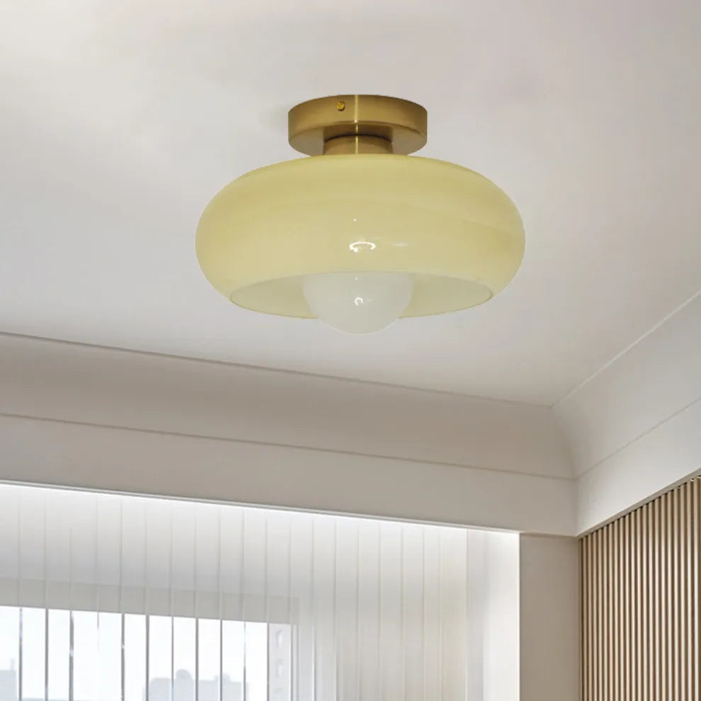 Retro Round Glass Ceiling Light – Elegant Semi-Flush Fixture