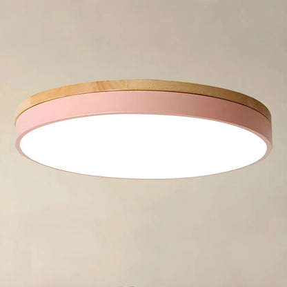 Modern Design Round Minimalist Wood LED Flush Mount Ceiling Light