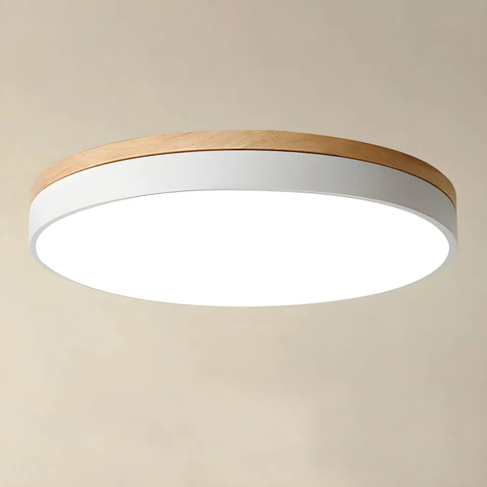 Modern Design Round Minimalist Wood LED Flush Mount Ceiling Light