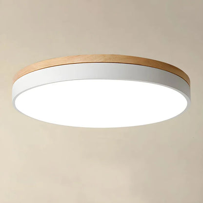 Modern Design Round Minimalist Wood LED Flush Mount Ceiling Light
