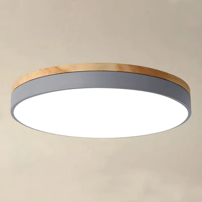 Modern Design Round Minimalist Wood LED Flush Mount Ceiling Light