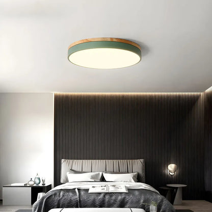 Modern Design Round Minimalist Wood LED Flush Mount Ceiling Light