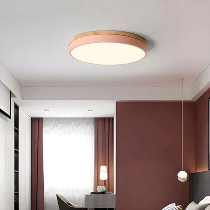 Modern Design Round Minimalist Wood LED Flush Mount Ceiling Light