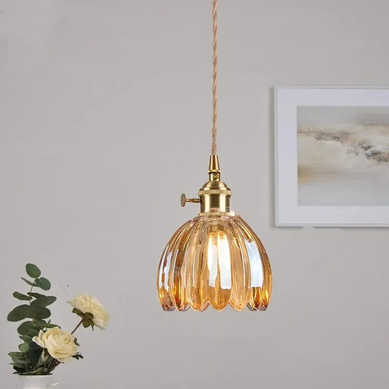 Vintage Flower Glass Pendant Light