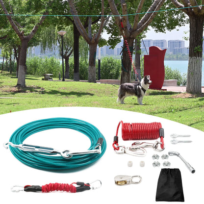Heavy Duty 50FT Dog Run System with 10FT Tie-Out
