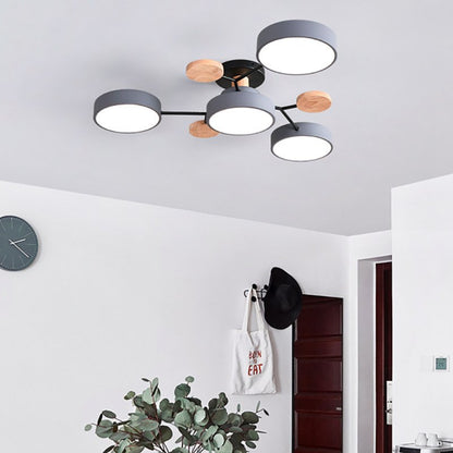 Tyalez Contemporary Round Iron LED Semi-Flush Chandelier