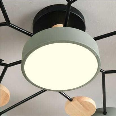 Tyalez Contemporary Round Iron LED Semi-Flush Chandelier